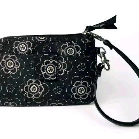 THIRTY-ONE Onyx Blossom Black And White Floral Wristlet Wallet - Picture 1 of 6